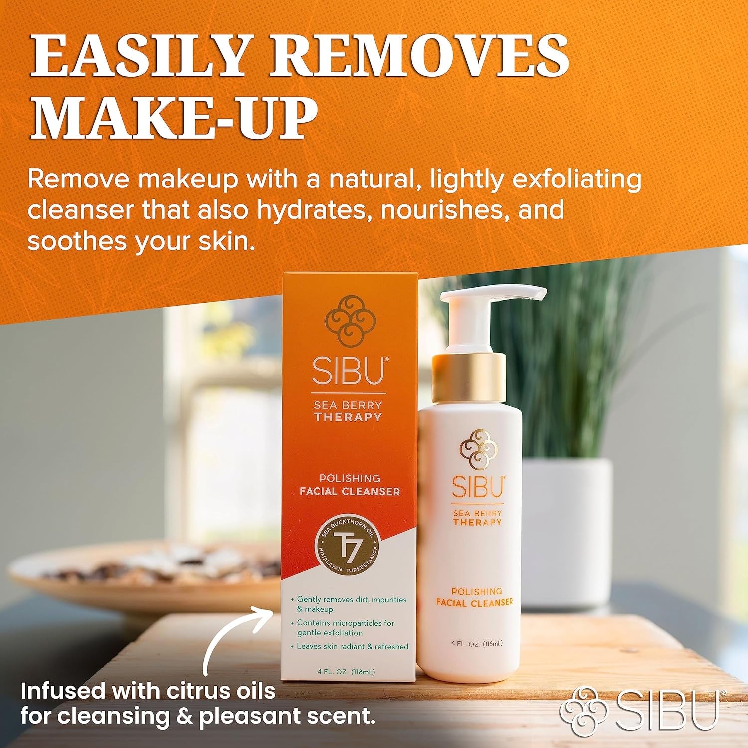 Sea Buckthorn Polishing Facial Cleanser (4Oz), Face Wash Made from Premium Himalayan Sea Berry Oil – Moisturizes Skin, Reduces Blemishes, Removes Make-Up