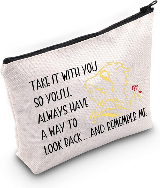 Beauty and the Beast Makeup Bag Beauty and the Beast Quotes Gift Beauty and the Beast Cosmetic Bag (Remember Me)