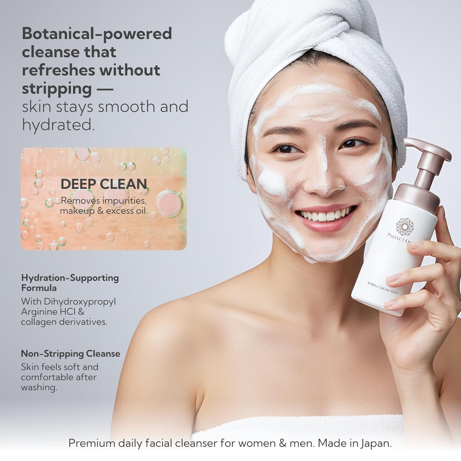 Bubble Cream Face Wash, Gentle Foaming Facial Cleanser with Ultra-Fine Microbubbles, Hydrating Facewash and Makeup Remover, Gentle Formula for All Skin Types – 7.01 Fl Oz